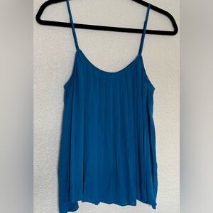 Lilly Pulitzer Rein Sleeveless Pleated Peacock Blue Top Size M